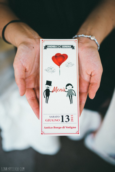 menù di matrimonio personalizzati